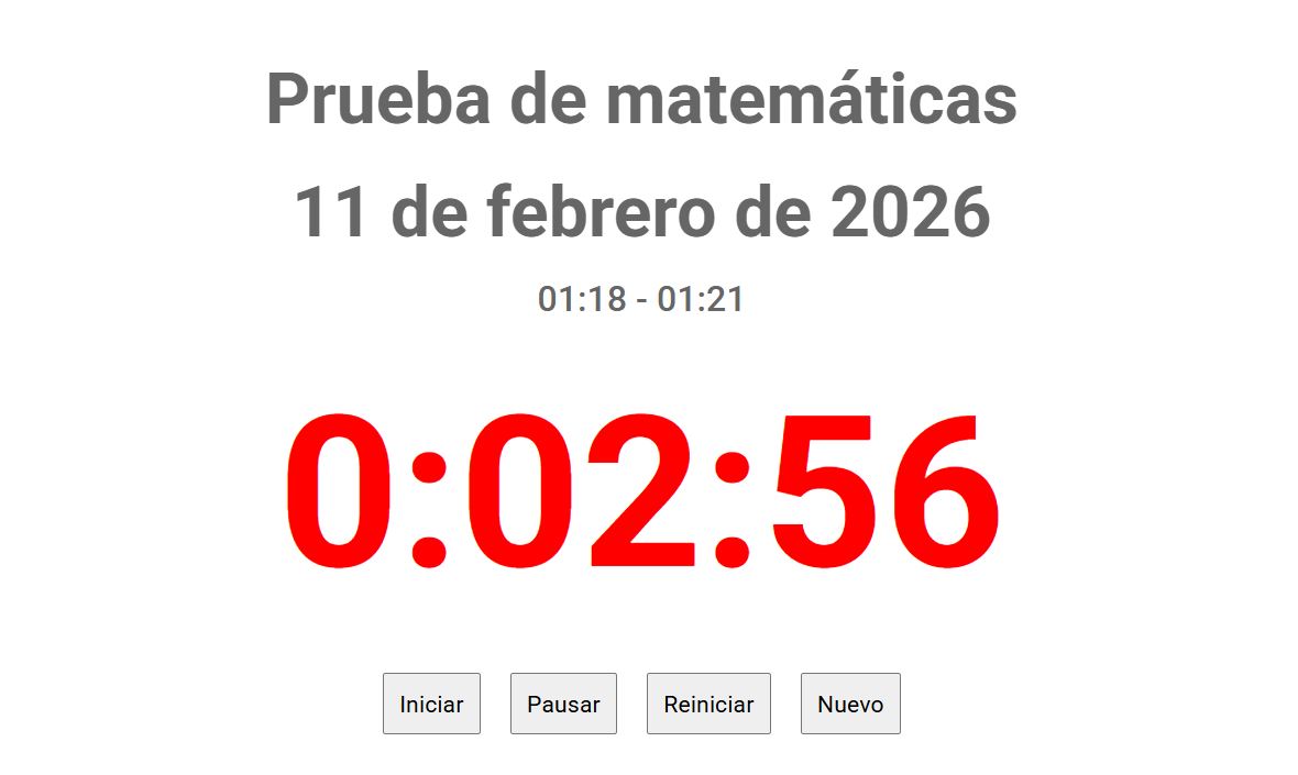 cronometro examen aula funcionamiento Cronómetro proyectado en examen de matemáticas en clase